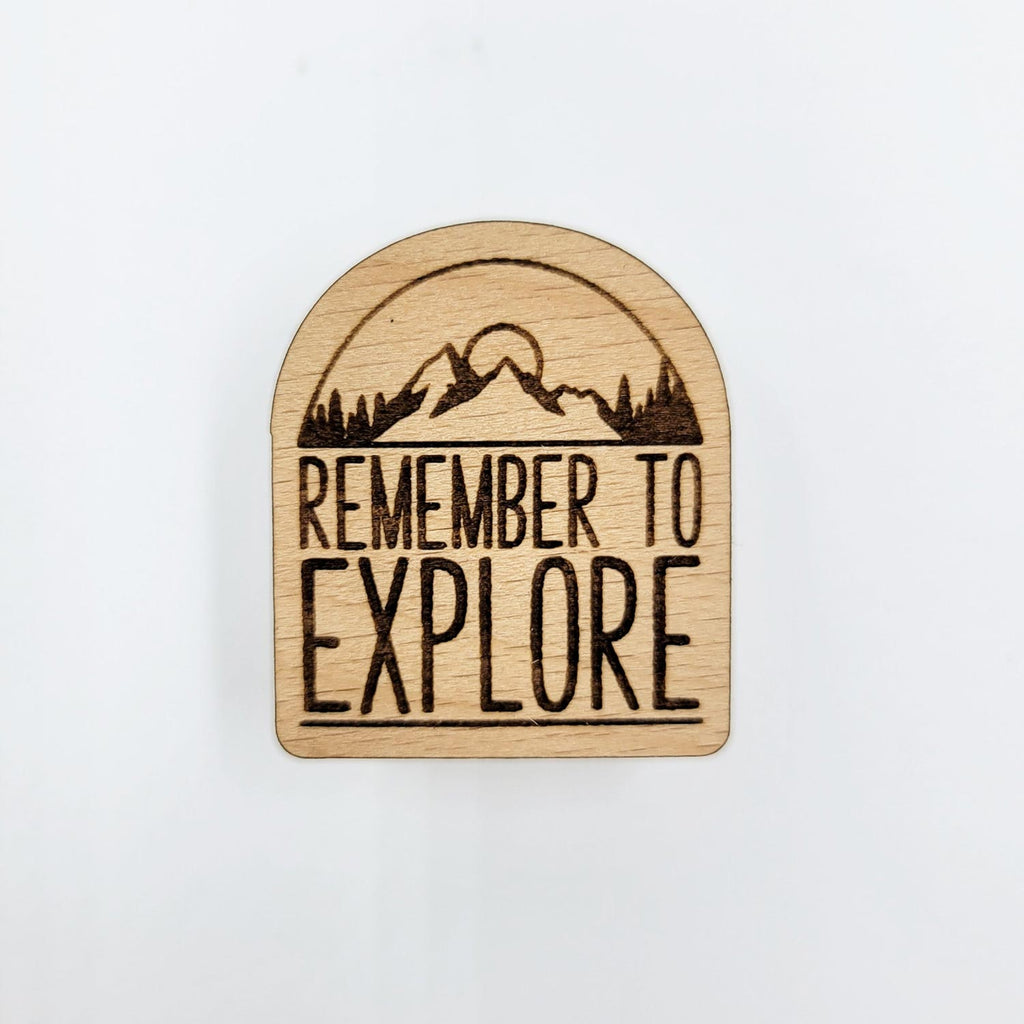 Remember to explore engraved wood pin