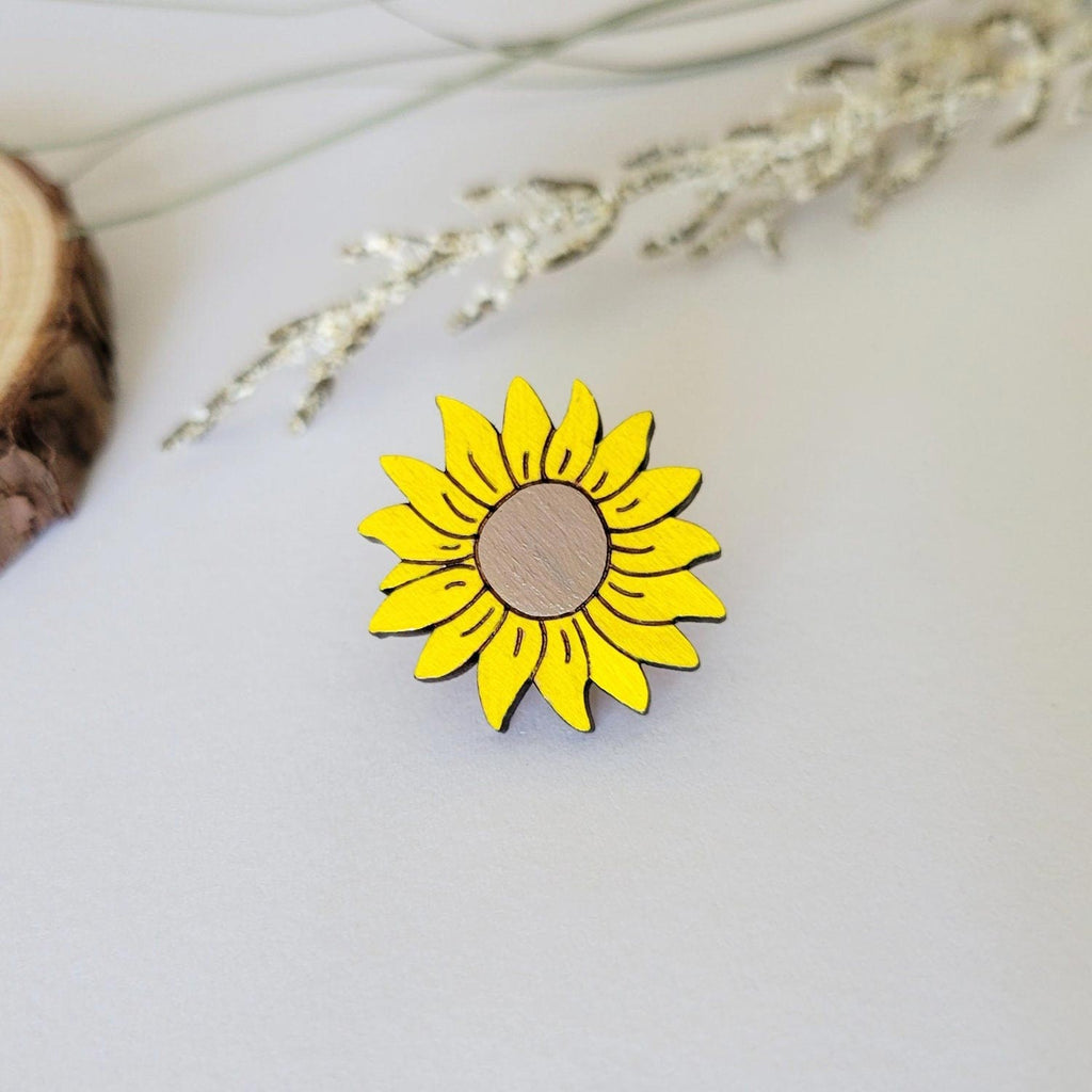 Sunflower shaped wood pin