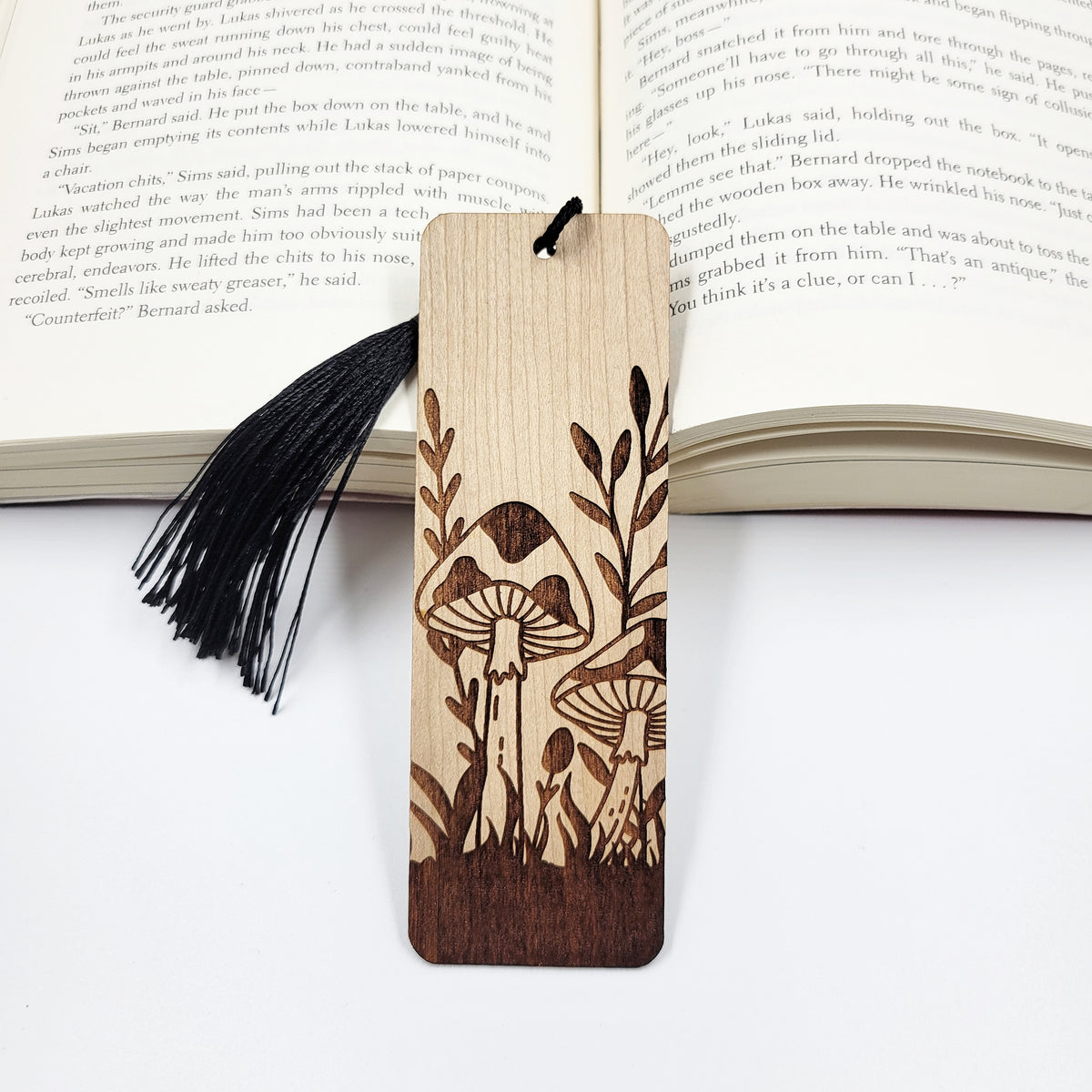 Mountain and forest wooden bookmark