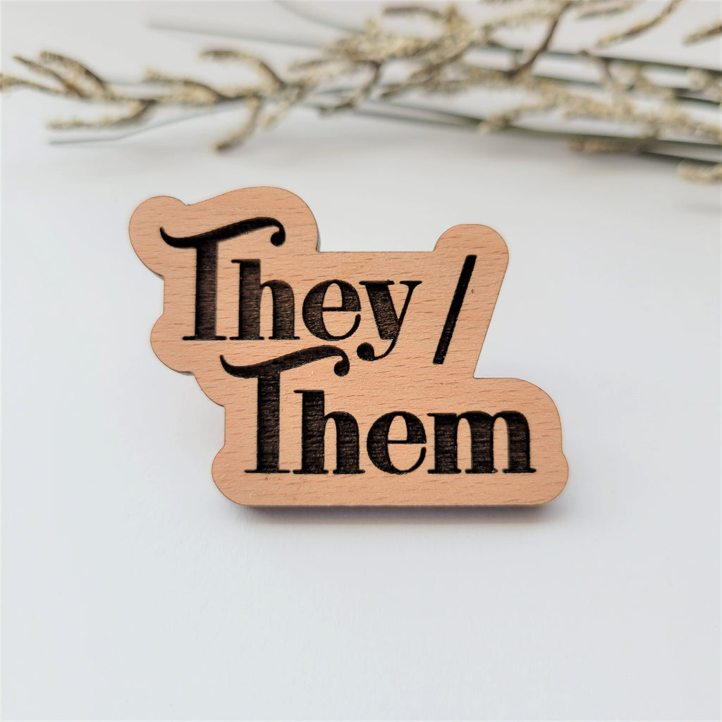 They/Them wooden pronoun pins