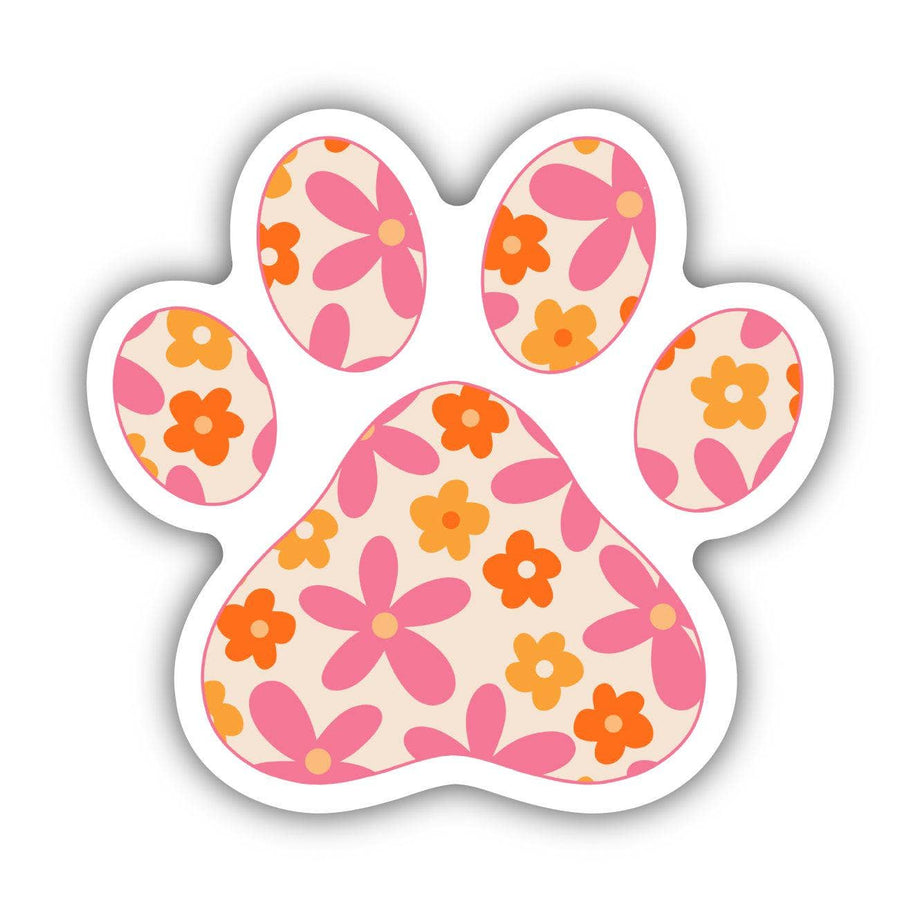 Pink and Orange Floral Paw Print Sticker – Bumble and Birch - Stationery  and Gifts