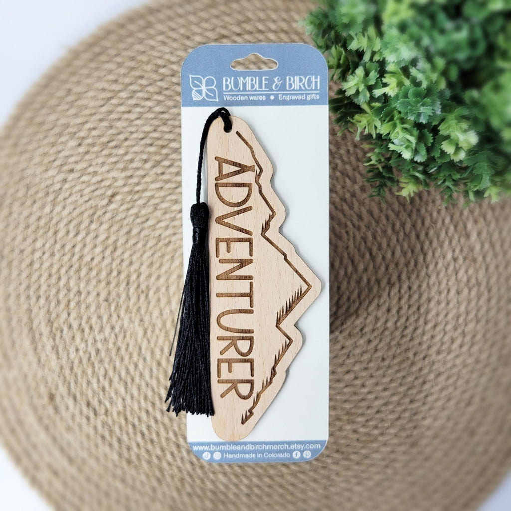 Adventurer bookmark with tassel and packaging