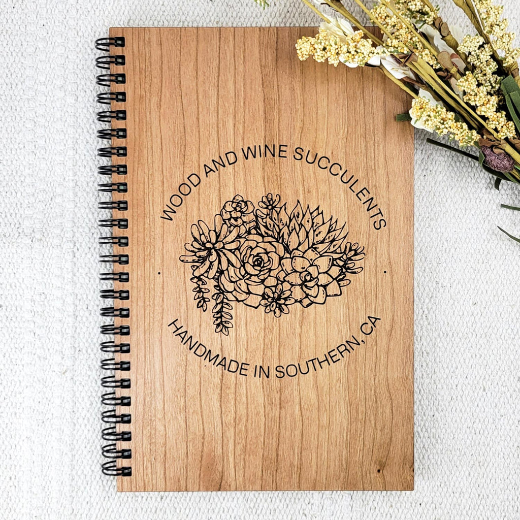 Custom wooden business journal with logo