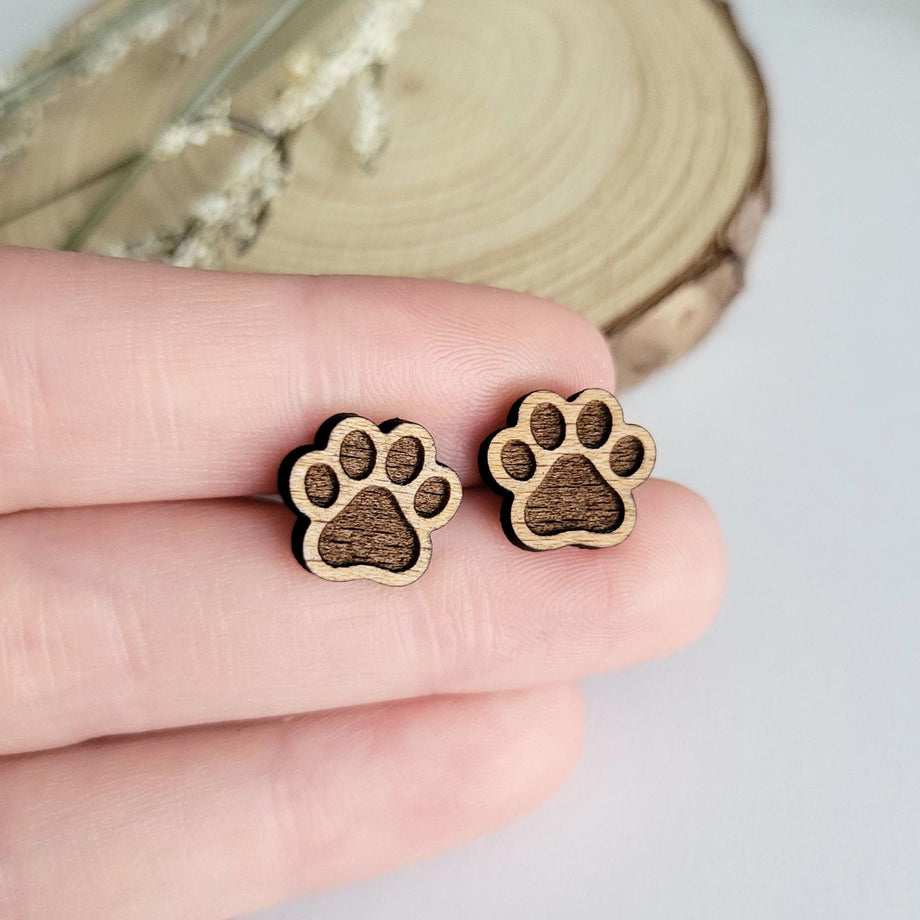 Dog paw print stud earrings Bumble and Birch Stationery and Gifts