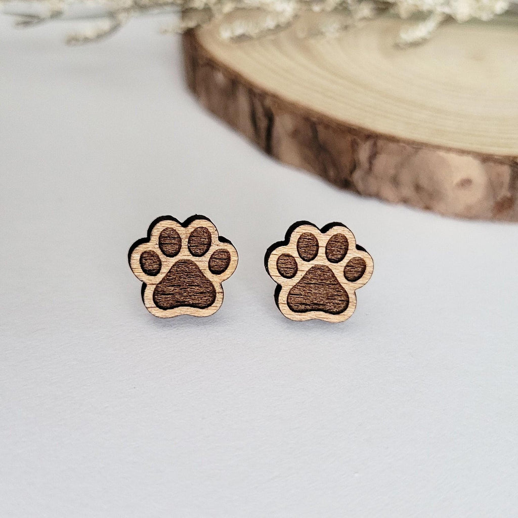 Dog paw shaped stud earrings