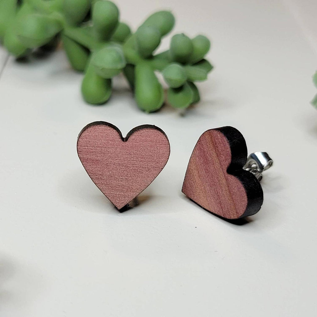 Colored heart shaped stud earrings