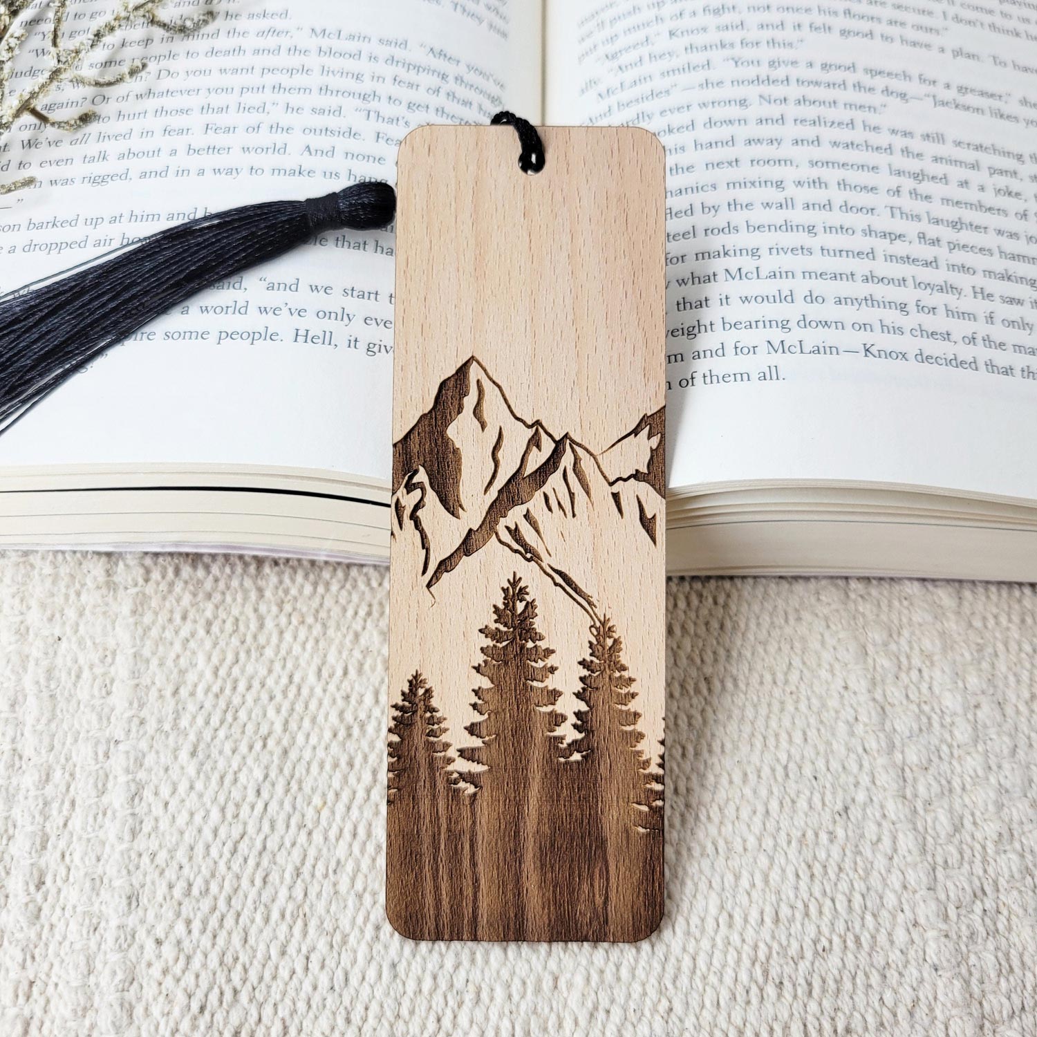 Mountain Sketch Bookmark, Vintage Style Design, Get Lost Along the