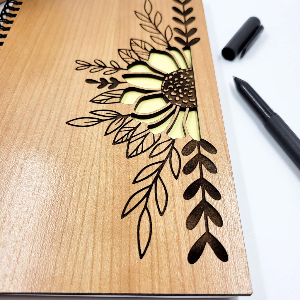 Sunflower cut wood journal