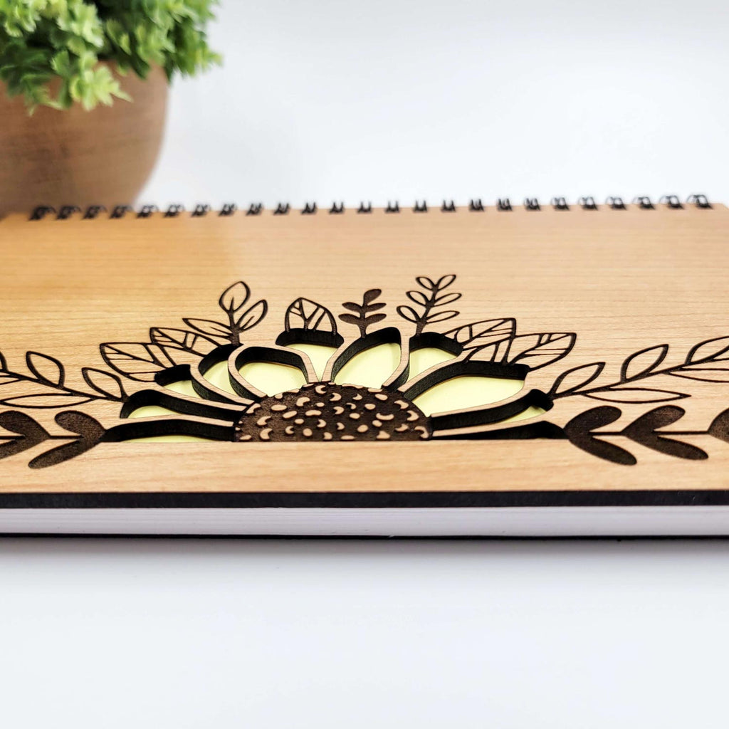 Sunflower cut wood journal
