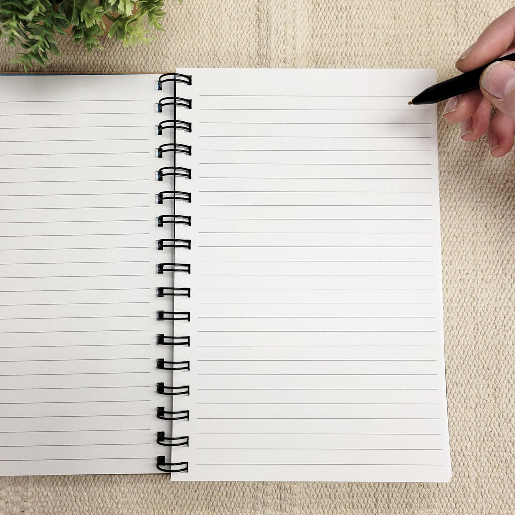 Lined paper inside the wood journals