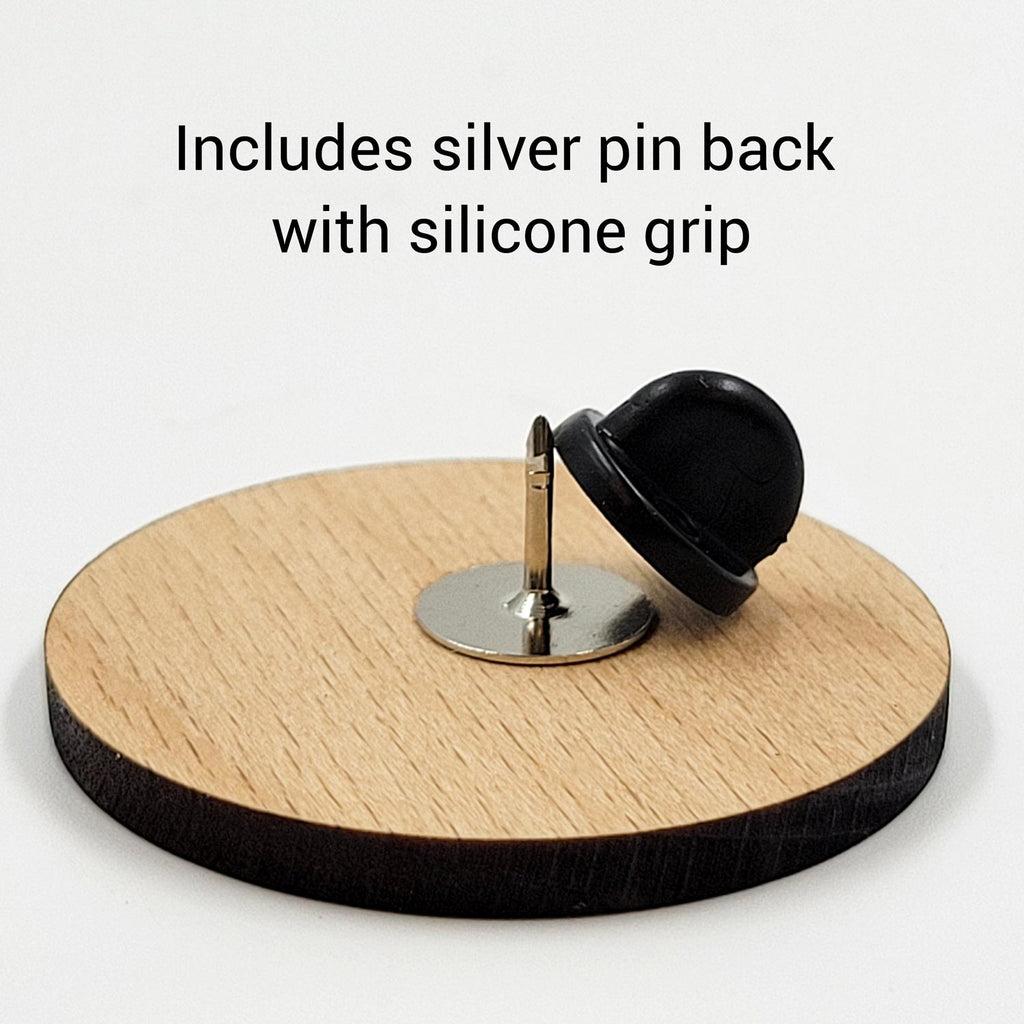Silver pin back with silicone grip