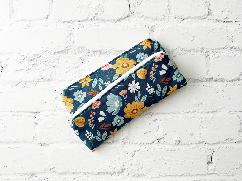 Blue and yellow floral pencil pouch – Bumble and Birch - Stationery and  Gifts