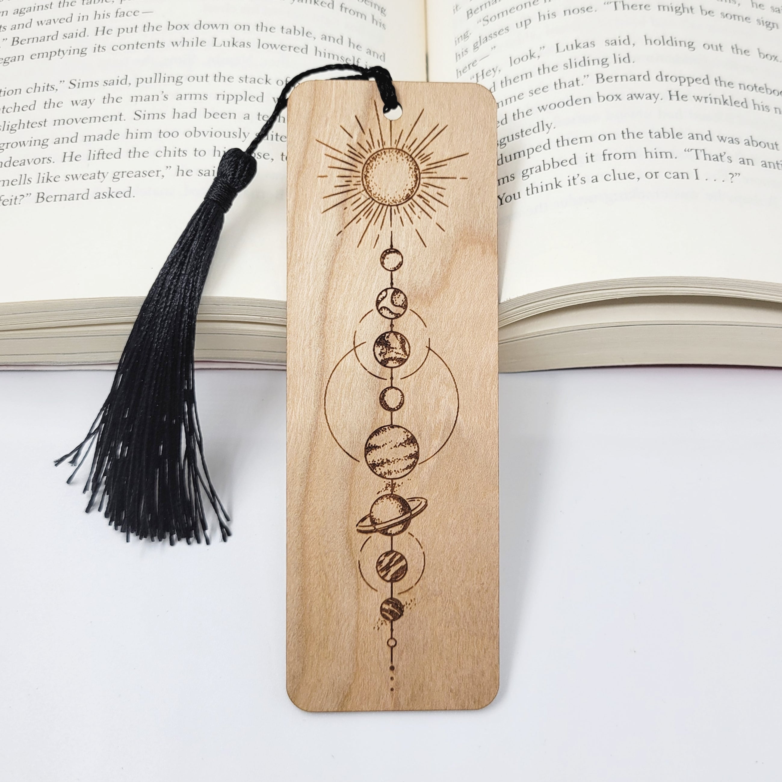 Solar system wooden bookmark